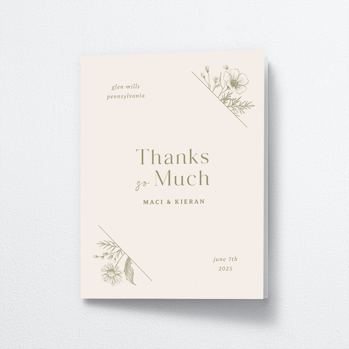 Vintage Thank You Cards by Vera Wang front in green