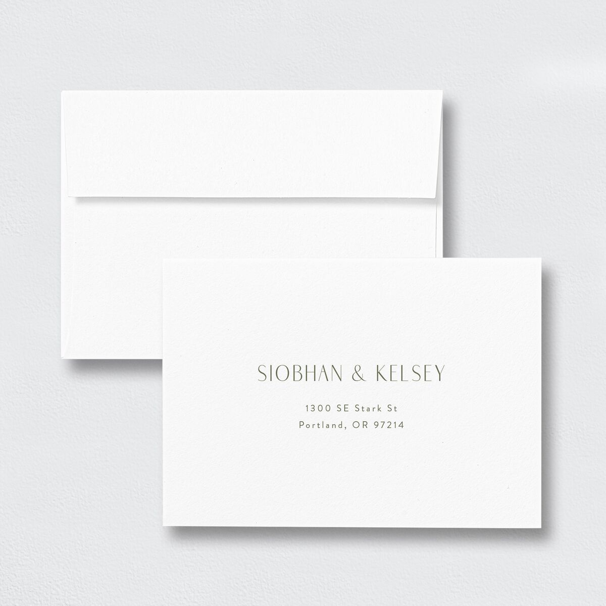Regal Pampas Wedding Response Card Envelopes White Standard Deep Olive Return Address Signature