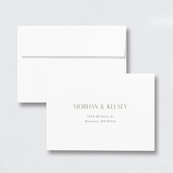 Regal Pampas Wedding Response Card Envelopes White Standard Deep Olive Return Address Signature