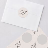 Vintage Lovebird Banner Wedding Stickers Linen Circle
