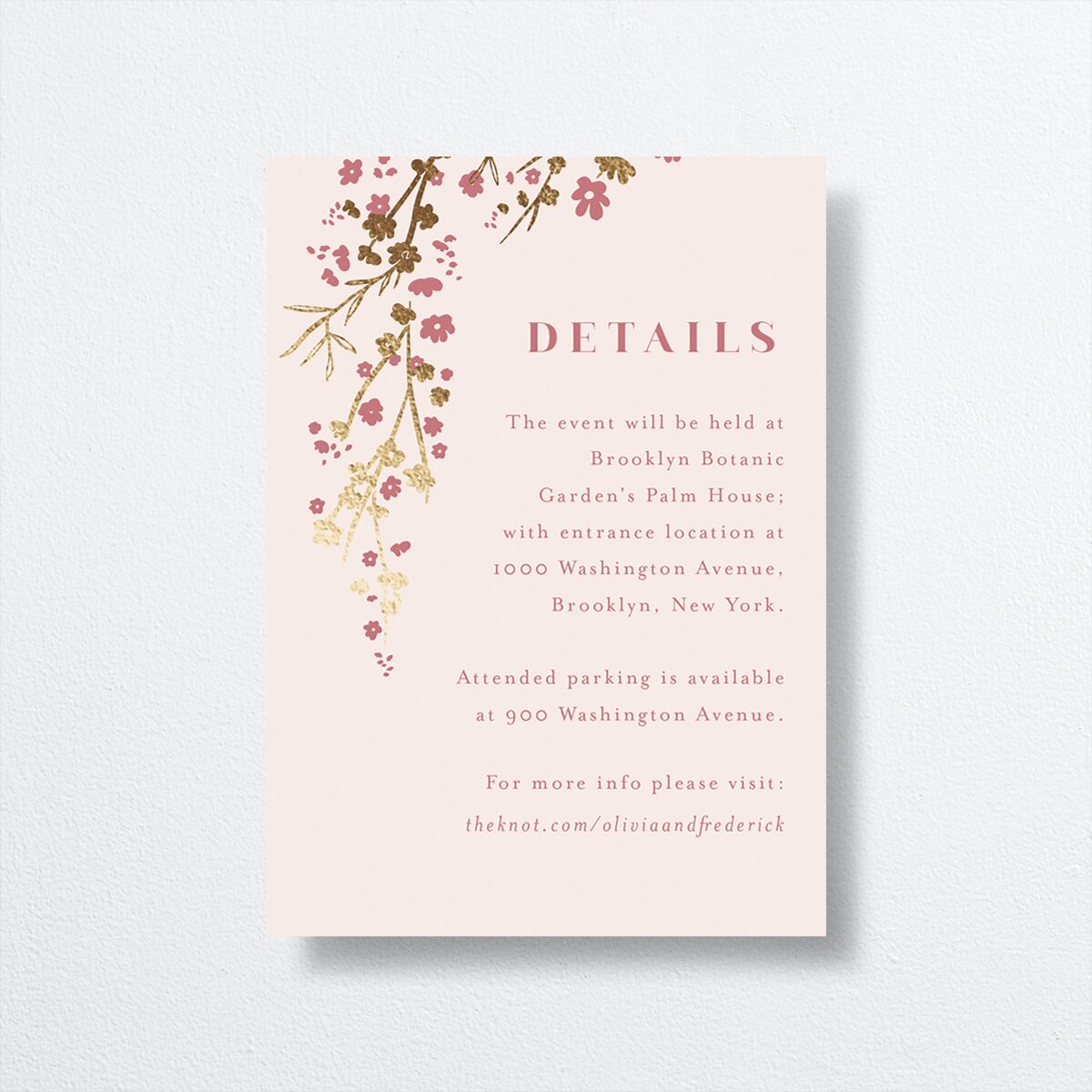 Cherry Blossoms Wedding Enclosure Cards Gold Soft Pink Pearlescent