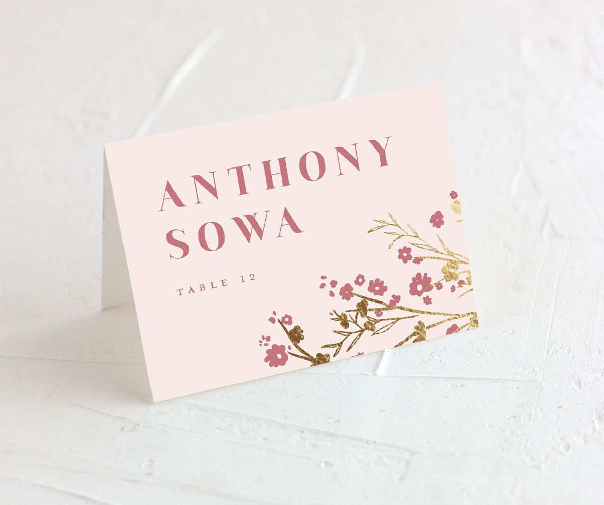 Cherry Blossoms Place Cards front in Pink