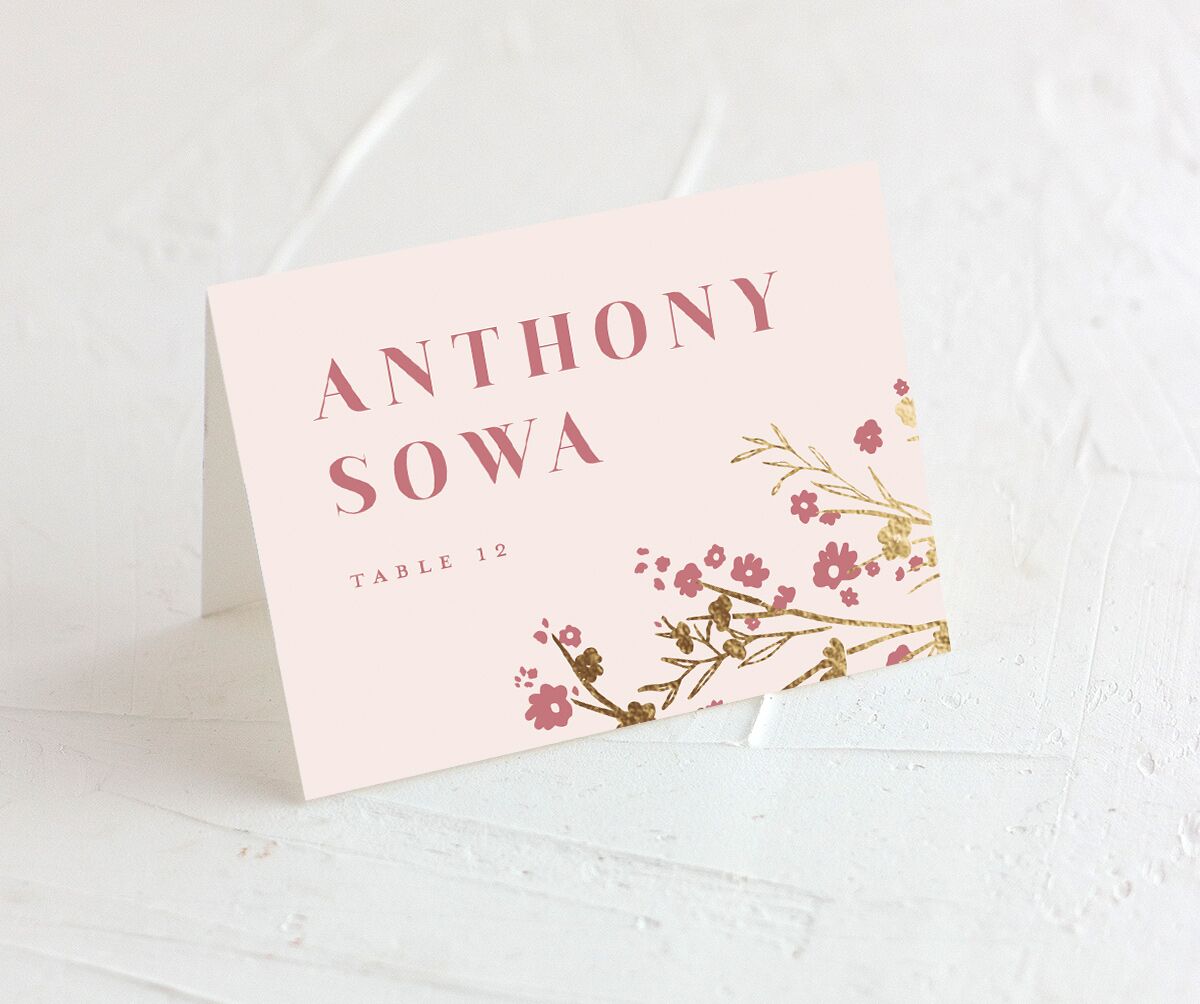 Cherry Blossoms Place Cards Gold Soft Pink Signature