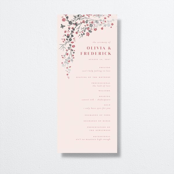 Cherry Blossoms Wedding Programs front in Pink