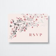 Cherry Blossoms Wedding Response Cards Silver Soft Pink Signature