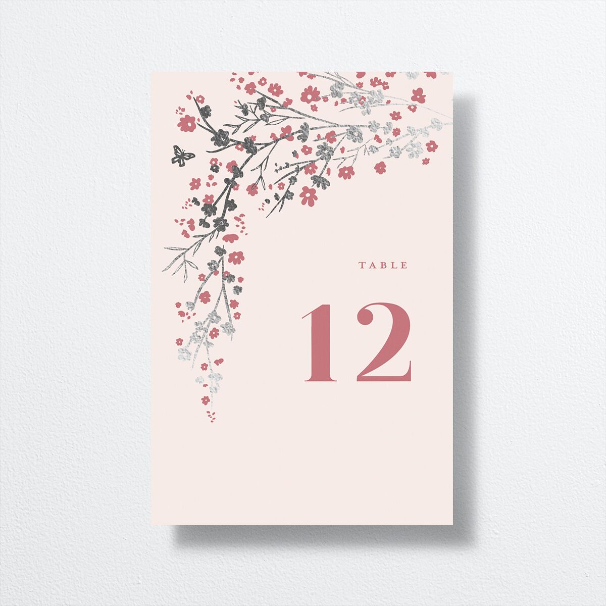 Cherry Blossoms Table Numbers front in Pink