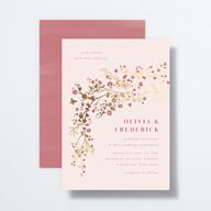 Cherry Blossoms Wedding Invitations Gold Soft Pink Signature No