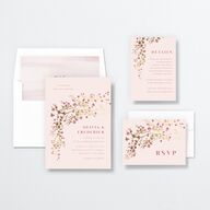 Cherry Blossoms Wedding Invitations Gold Soft Pink Signature No
