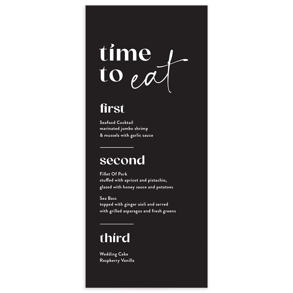 Worth the Wait Menus Pure White Signature