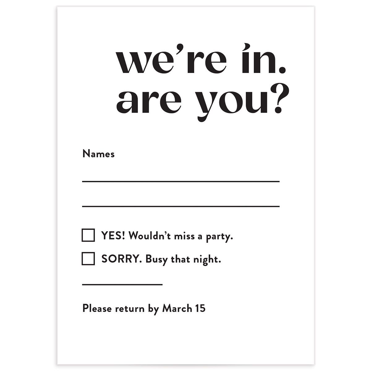 Worth the Wait Wedding Response Cards front in White