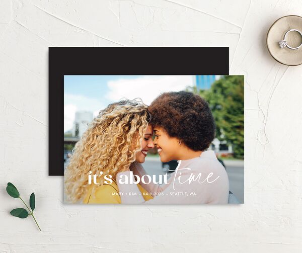 Worth the Wait Save The Date Cards front-and-back in White