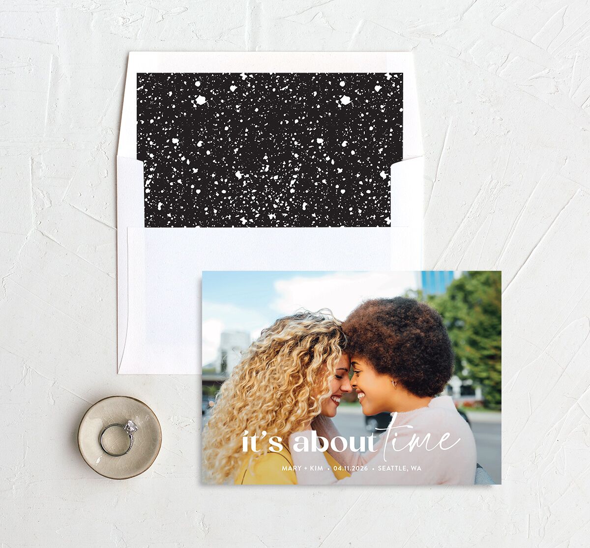 Worth the Wait Save The Date Cards Pure White Signature No