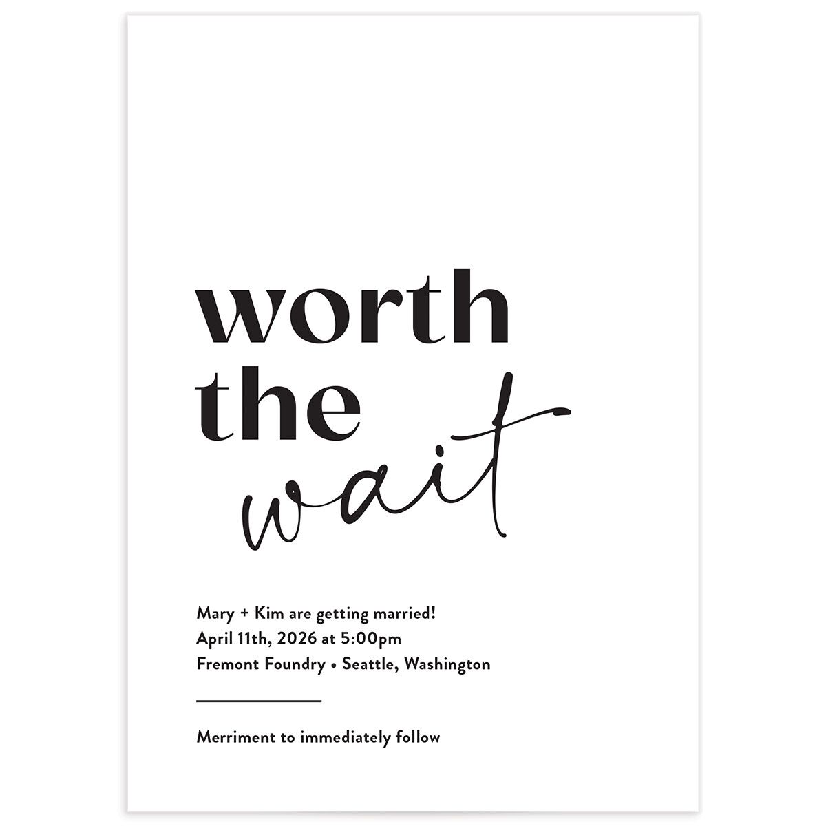 Worth the Wait Wedding Invitations