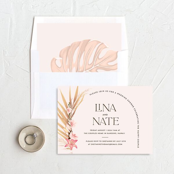 Tropical Oval Bridal Shower Invitations Rose Gold Signature