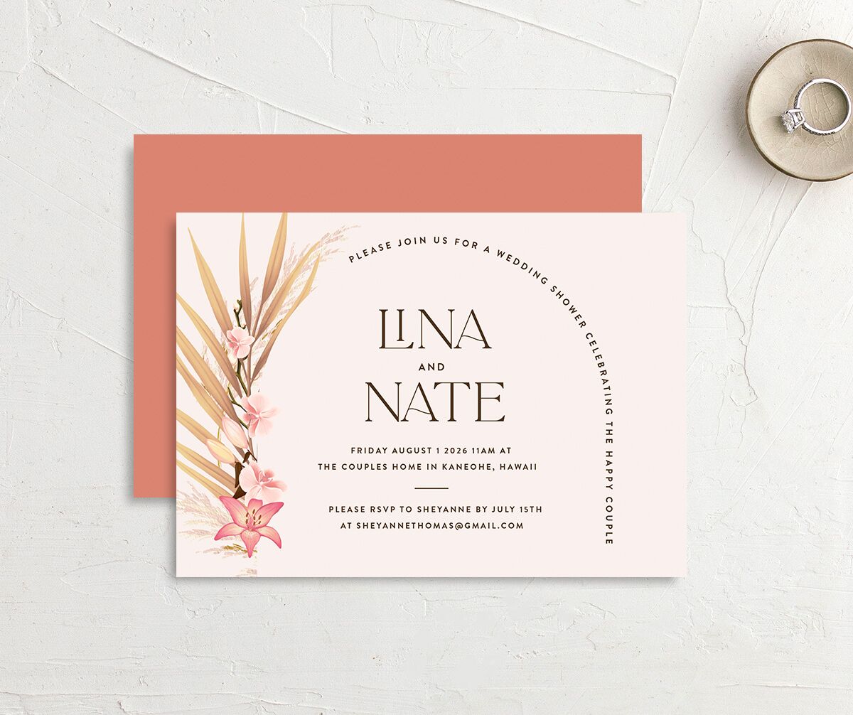 Tropical Oval Bridal Shower Invitations Rose Gold Signature