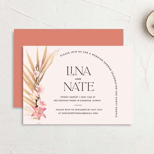 Tropical Oval Bridal Shower Invitations Rose Gold Signature