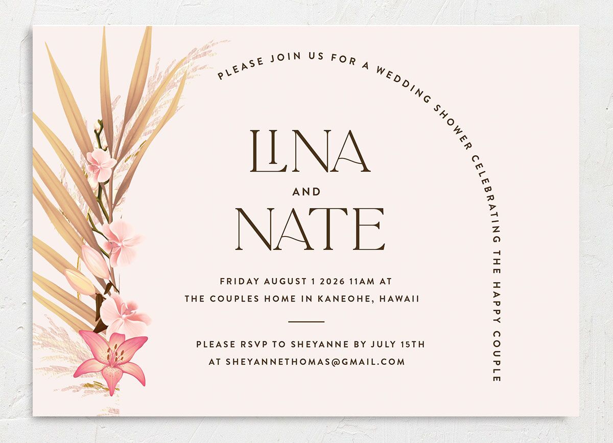 Tropical Oval Bridal Shower Invitations Rose Gold Signature
