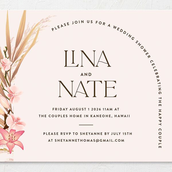 Tropical Oval Bridal Shower Invitations Rose Gold Signature