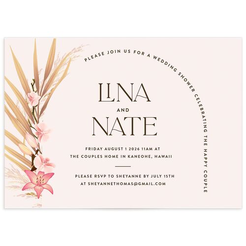 Tropical Oval Bridal Shower Invitations Rose Gold Signature
