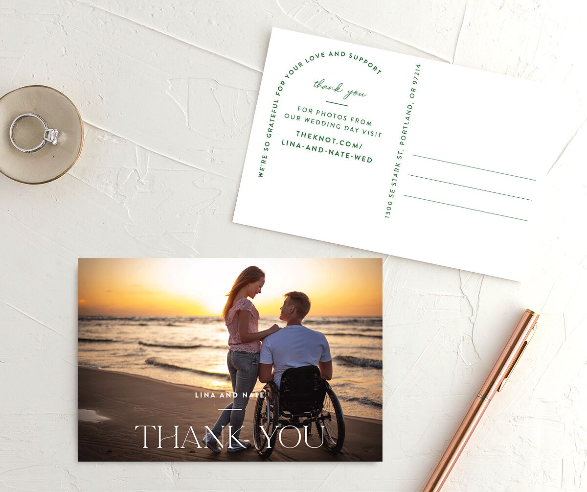 Tropical Oval Thank You Postcards Crimson