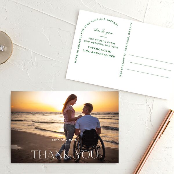 Tropical Oval Thank You Postcards Crimson