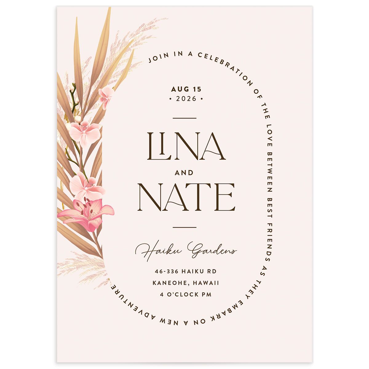 Tropical Oval Wedding Invitations