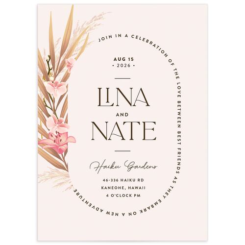 Tropical Oval Wedding Invitations  - Pink