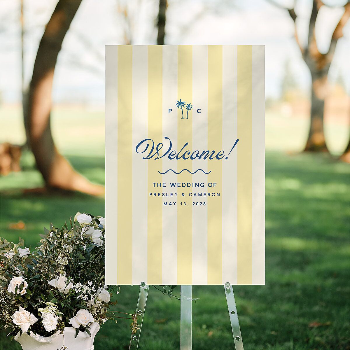 Cabana Stripes Standard Welcome Sign Large Lemon Standard Indoor Foam Core L Welcome