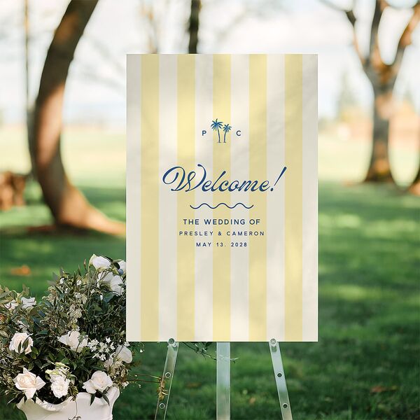 Cabana Stripes Standard Welcome Sign Large Lemon Standard Indoor Foam Core L Welcome