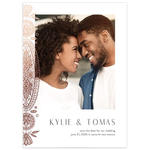 Santa Fe Save The Date Cards Rose Gold Pure White Signature smooth No