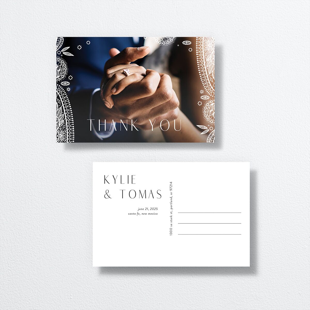 Santa Fe Thank You Postcards Pure White