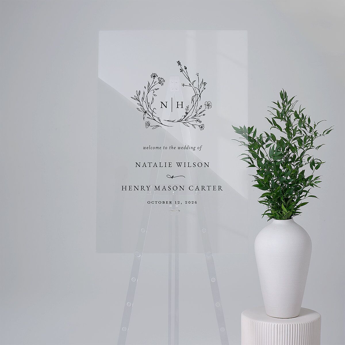 Natural Monogram Acrylic Welcome Sign Large Midnight Navy Standard Acrylic L Welcome