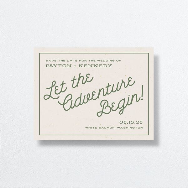 Happy Campers Save the Date Petite Cards front in Green