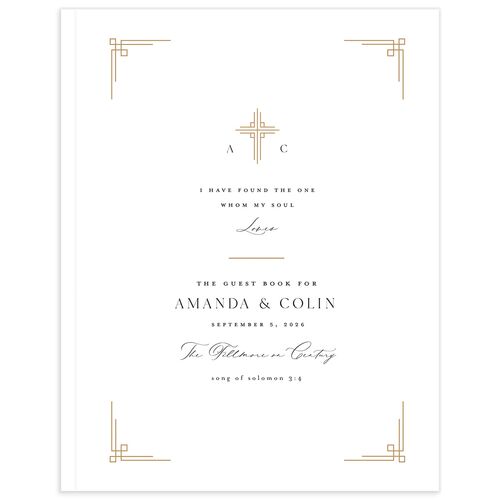 Church Cross Wedding Guest Book Pure White