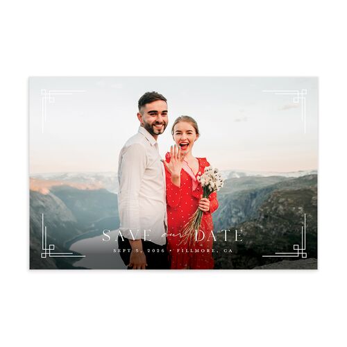 Church Cross Save The Date Postcards Medieval Grey