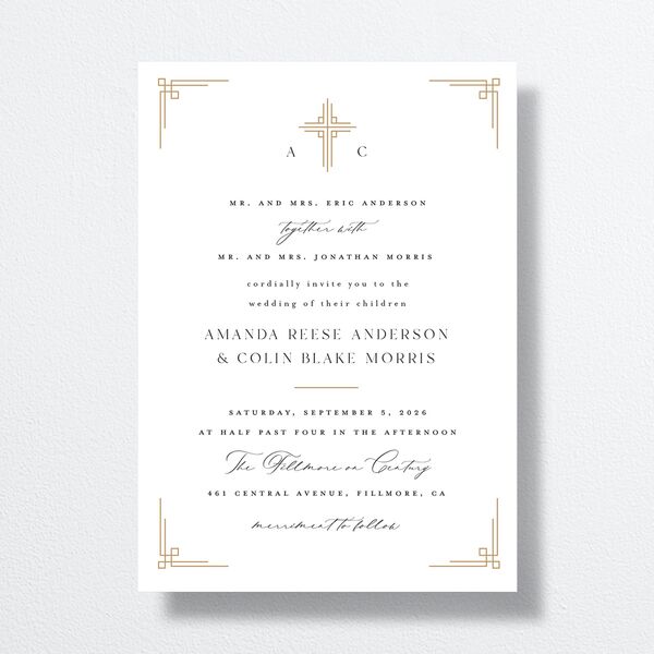 Church Cross Wedding Invitations Pure White Signature No