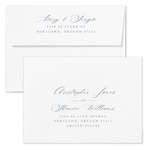 Floral Accent Bridal Shower Invitation Envelopes Blue Dusty Blue Both Recipient and Return Addresses Signature Standard