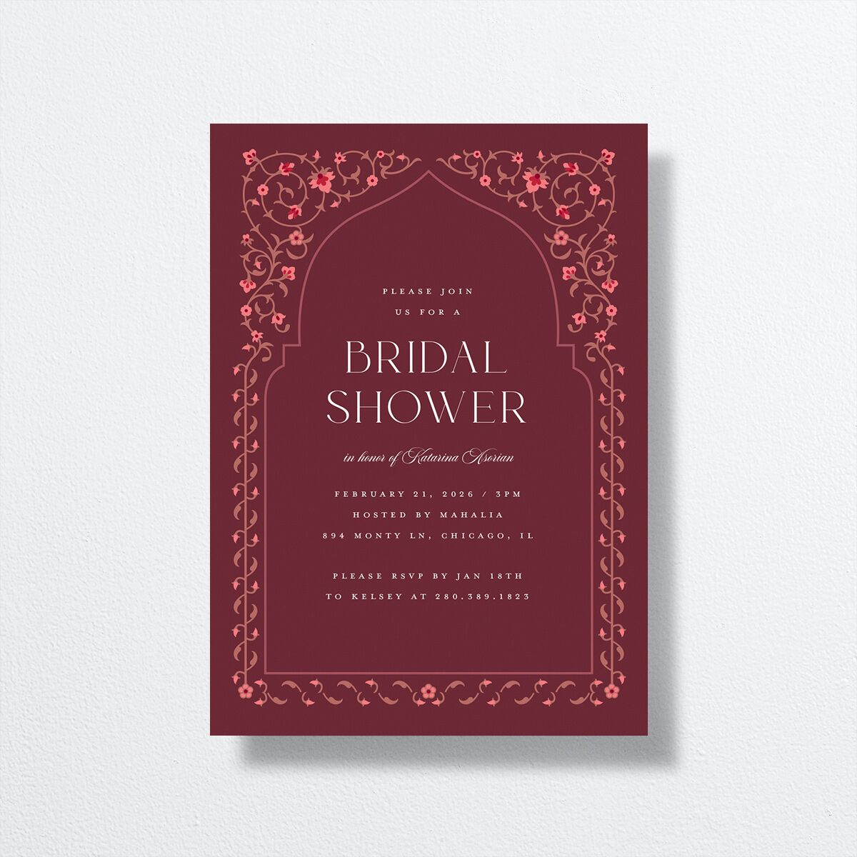 Ornate Threshold Bridal Shower Invitations Merlot Signature
