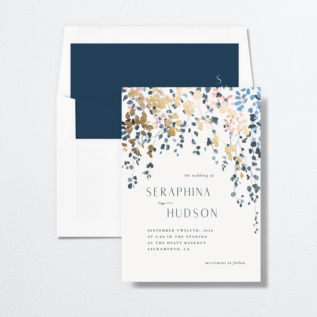 Cascading Florals Standard Envelope Liners Standard Moody Blue