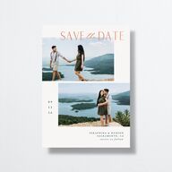Cascading Florals Save The Date Cards Rose Gold Moody Blue Signature smooth No