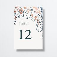 Cascading Florals Table Numbers Rose Gold Moody Blue Signature