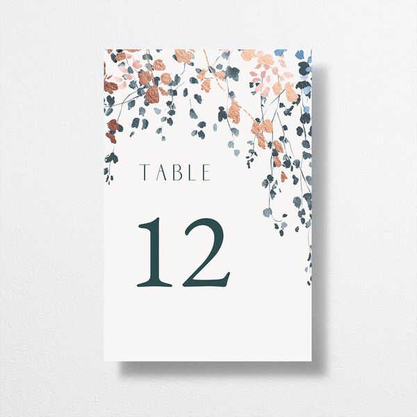 Cascading Florals Table Numbers Rose Gold Moody Blue Signature