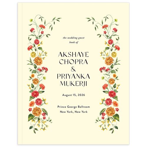Ascending Garland Wedding Guest Book Cream