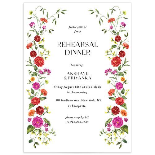Ascending Garland Rehearsal Dinner Invitations Garnet Signature Blank