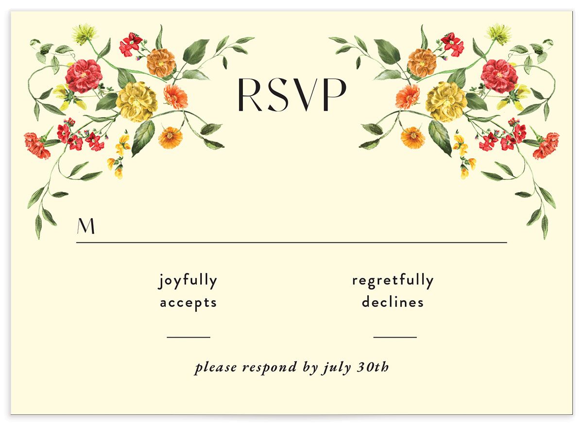 Ascending Garland Wedding Response Cards front