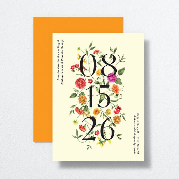 Ascending Garland Save The Date Cards front-and-back