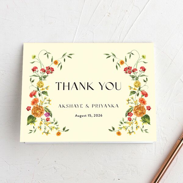 Ascending Garland Thank You Cards Cream