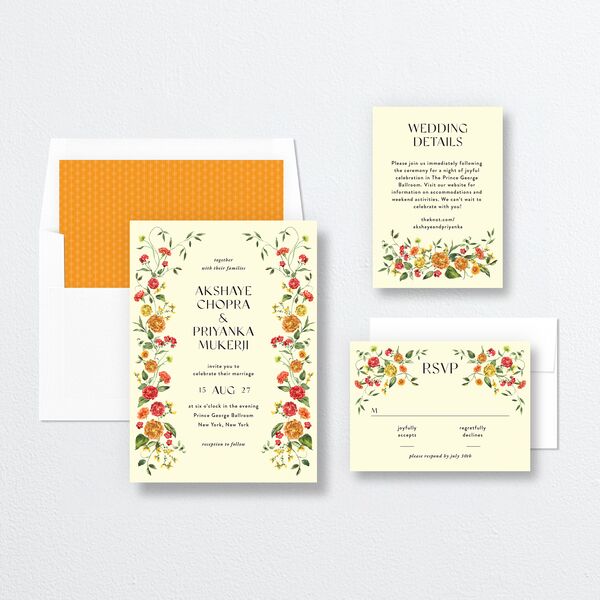 Ascending Garland Wedding Invitations Cream Signature No Standard