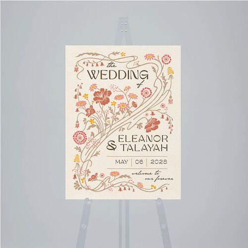 Wildflower Nouveau Standard Welcome Sign Medium Mocha Standard Indoor Foam Core M Welcome