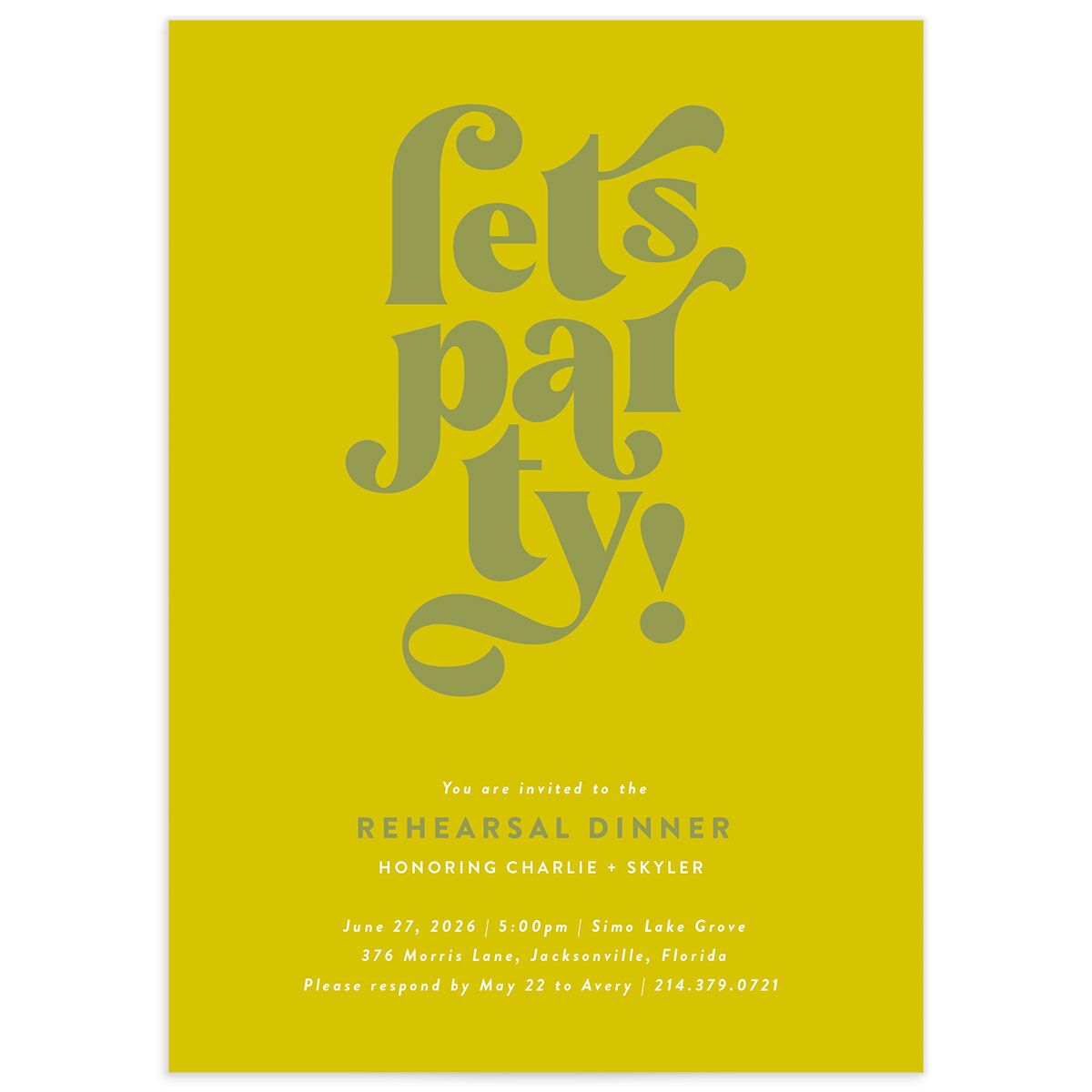 Retro Stack Rehearsal Dinner Invitations